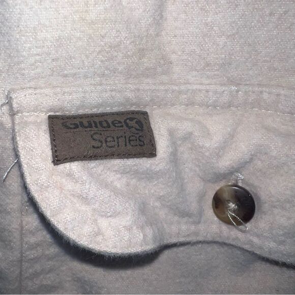 Guide Series Brushed Flannel Long Sleeve Shirt 3XLT Cream Cotton Button Front - Picture 7 of 11